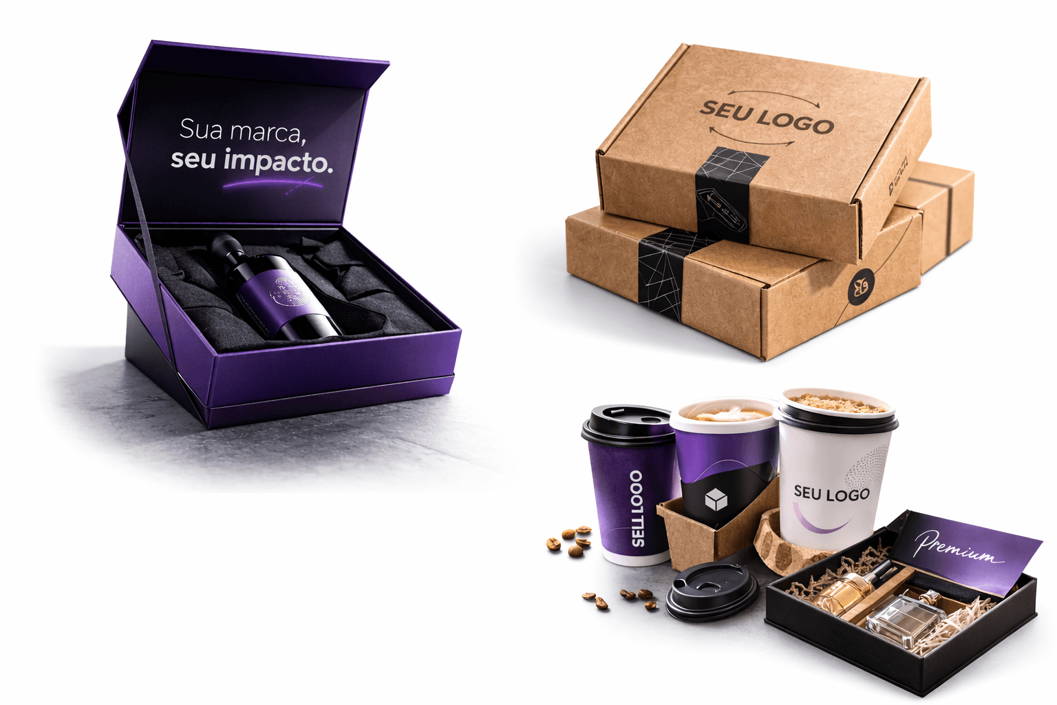 Mockups de embalagens personalizadas BOXFLOW by Endossa